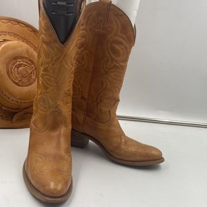 Leather Texas Cowboy Boot Vintage Made in USA sz 8 1/2 M